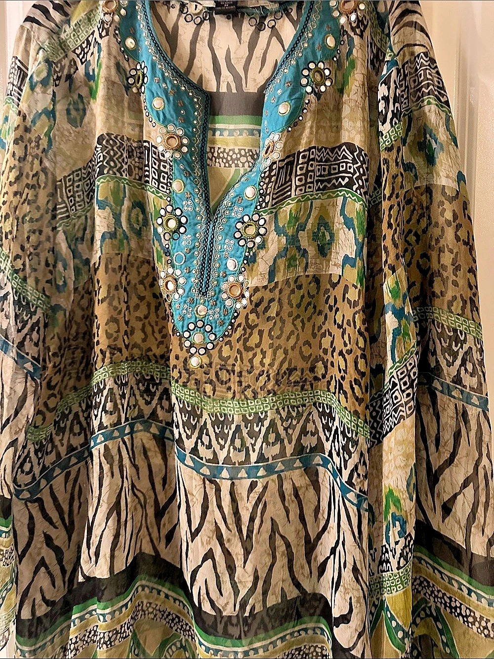 Silk Land Silk Print Embellished Tunic Size 3X Like New